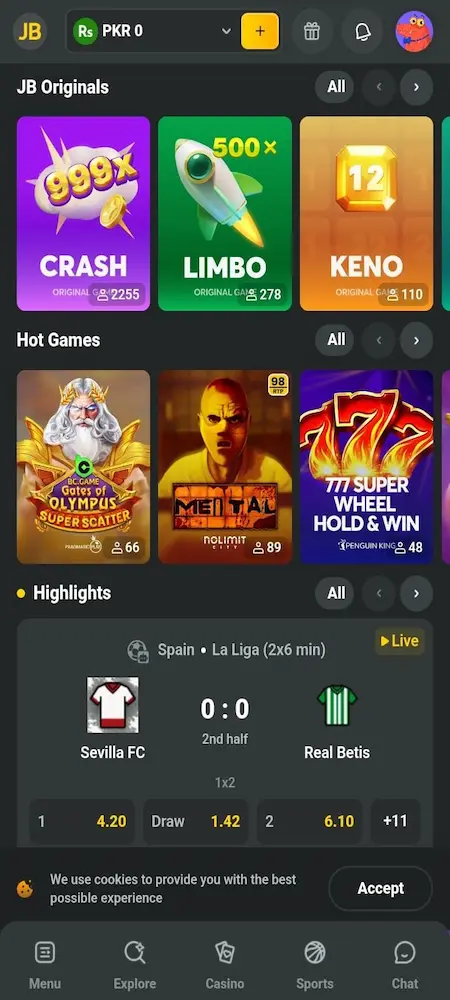 JB Game interface